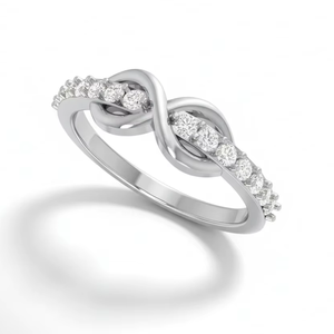 Elegante Anillo de Oro con Nudo Infinito y Diamantes para Bodas, Aniversarios, Citas Románticas y Uso Diario - Product Image 1