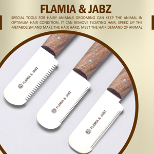 Juego de aseo para perros Flamia ecológico, mango grande de palisandro, cuchillos peladores de madera, cuchillo de cardado de acero inoxidable para Terriers - Product Image 2