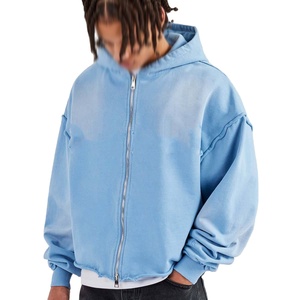 Sudadera con Capucha Unisex, Estilo Casual, Lavado Ácido, Bordada, Antiarrugas, con Cierre, Color Blanco Sólido, Superventas 2025 - Product Image 5