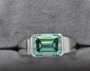 แหวนผู้ชายลายเพชรโมอิสสีฟ้า3.17 CT แหวนหมั้นและแต่งงานสำหรับเครื่องประดับแฟชั่นของผู้ชาย - Product Image 1