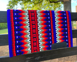 Western Show Horse Saddle Blanket Diseño de Nueva Zelanda Manta de sillín de lana hecha a mano Top Wool Saddle Pad Size - Product Image 1