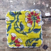 Ensemble de dessous-de-verre rectangulaires matelassés en coton biologique, faits main, absorbants, écologiques, de haute qualité, avec bordure passepoilée pour table basse