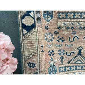 Alfombra de 3x16.1 pies, Alfombra Turca Vintage, Alfombra de Lana Azul - Product Image 4