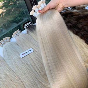 Extensions de cheveux vietnamiens en vrac super double tirés, prix d'usine, blond # PLA02 # PLA01 # 60 50cm Naturel Lisse - Product Image 1