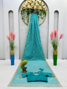 Tibby ipek dijital baskı Saree kodlama ve iplik iş dantel Mono Benglori bluz tasarımcısı etnik giyim - Product Image 3