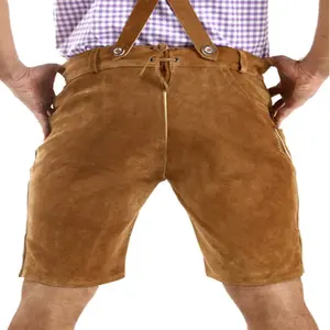 Pantalones cortos con bordado de ante para mujer, Shorts con diseño tradicional alemán, de cuero, MenTT-0033 - Product Image 3