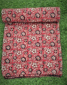 Indio Kantha floral edredón colcha bloque estampado Kantha colcha Manta de algodón tamaño Queen peso ligero Kantha ropa de cama - Product Image 5