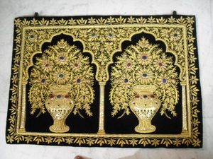 Árabe bordado a mano colgante de pared Zari Panel de pared punto de cruz cosido rezando joya alfombras de pared Kit de ganchillo - Product Image 5