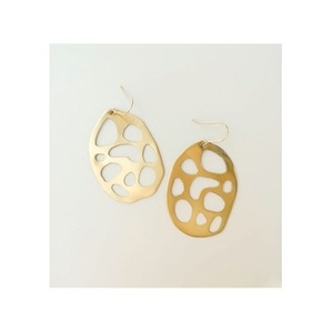 Boucles d'oreilles couleur dorée Boucles d'oreilles simples en métal Boucles d'oreilles pendantes rondes géométriques à bas prix à vendre - Product Image 1