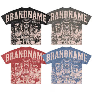 Venta al por mayor de alta calidad bordado camiseta de los hombres de impresión de gran tamaño personalizado bordado de impresión de su diseño Logo camisetas - Product Image 3