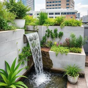 Fontaine à eau de luxe antique sur le toit pour terrasse extérieure et balcon caractéristique décorative de jardin à la maison personnalisée en ciment - Product Image 6