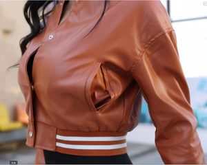 Chaquetas universitarias de cuero personalizadas de alta calidad para mujer a la venta/nueva chaqueta universitaria informal vintage de béisbol personalizada OEM para mujer - Product Image 5