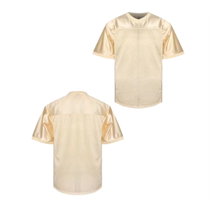 Camiseta de Fútbol Americano Deportiva para Adultos 2025, de Alta Calidad, Transpirable, que Absorbe la Humedad, de Poliéster, Lisa, Beige, Manga Corta, sin Estampado - Product Image 4