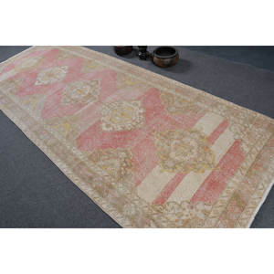 Alfombra turca de área grande Vintage 4,8 X 12.2ft Patrón rectangular clásico Respaldo de látex de lana para dormitorio-Patchwork amarillo rosa - Product Image 4