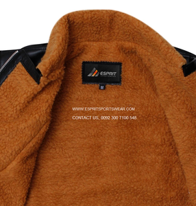 2024 nouveau Design femmes en cuir véritable couleur noire veste d'hiver col rabattu respirant Viscose Sherpa doublure OEM vente en gros - Product Image 3