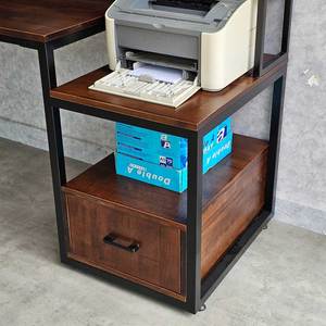 Integrated Printer Shelf 165x60cm Computer <b>Desk</b> with Drawer FD68061 Rubber Wood PC <b>Desk</b> Wooden and Metal <b>Folding</b> Feature - Product Image 4