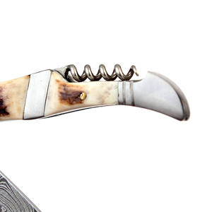 Cuchillo plegable de acero de Damasco con intrincados patrones de hoja, ligero y práctico para cazar, acampar y entusiastas del aire libre - Product Image 4