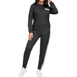Pullover Tracksuit <b>Set</b> Crew Neck With <b>Matching</b> <b>Jogger</b> Pants / Soft Cotton Lightweight Breathable Polyester Blend For Comfort - Product Image 1