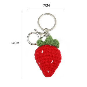 Tricoté main avocat carotte fraise cerise porte-clés <span class=keywords><strong>laine</strong></span> Crochet fruits macramé porte-clés tissé porte-clés femmes sac breloques - Product Image 6