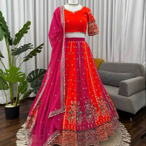 Boutique Collection Premium Designer Wear Heavy Lehenga Choli Georgette Broderie ethnique indienne moderne pour occasions spéciales - Product Image 1