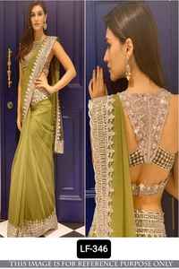 ชุดส่าหรีแฟนซี,ชุดทำงานปักลายหนักสไตล์อินเดียอินเทรนด์สไตล์บอลลีวูดพร้อมวัสดุเสื้อสำหรับปาร์ตี้และฟังก์ชั่นสวมใส่ส่าหรี - Product Image 2