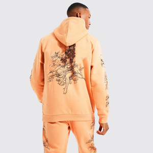 Nuevo diseño chándal 100% algodón pesado Puff impresión Logo pantalón y pulóver recortado Sudadera con capucha conjunto para hombres - Product Image 2