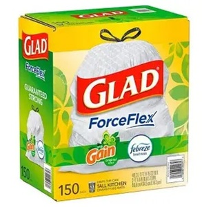 ถุงขยะแบบมีเชือกผูก Glad ForceFlex Protection Series ขนาดใหญ่ สำหรับห้องครัว ความจุ 13 แกลลอน จำนวน 110 ใบ - Product Image 1