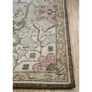 Tapis en laine noué à la main Erbe Ivory, grand format, motif médaillon rectangulaire en puzzle, pour salon, chambre, couloir - Tapis GS-21 - Product Image 4