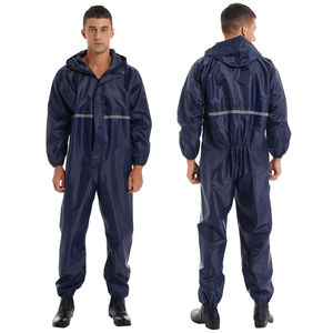 Nylon <b>Waterproof</b> One Piece Work Coveralls Hooded Raincoat Unisex Reflective <b>Overall</b> <b>Waterproof</b> Protective Working Uniform - Product Image 3