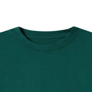 Camiseta Verde para Hombre, Cuello Redondo, Hombros Caídos, Corte Holgado, Estilo Urbano Personalizado, Algodón Peinado - Product Image 4
