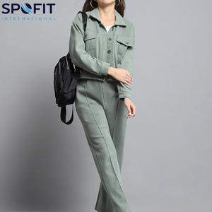 Chándales de Invierno para Mujer al por Mayor, 100% de Alta Calidad, Talla Grande, con Capucha, Cuello con Botones Delanteros, Estilo Urbano - Product Image 2