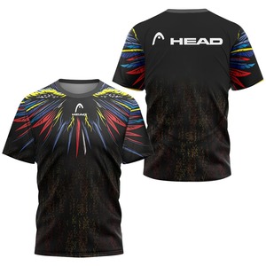 2024 New Men's Sport T-shirt Summer Leisure Short Sleeve Head <b>Badminton</b> Table Tennis Training Breathable Quick Drying O-Neck Top - Product Image 3