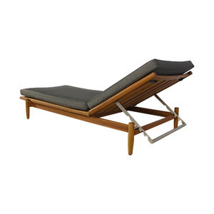 เก้าอี้อาบแดดไม้สักเนื้อแข็งหรูหราพร้อมเบาะรองนั่งกลางแจ้งปรับได้ทุกสภาพอากาศสำหรับใช้ในสระว่ายน้ำลานและชายหาด - Product Image 3