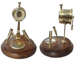 Soporte de pluma con casco de buceo, base de madera ajustada, mesa de oficina náutica, decorativo, precio bajo, listo para enviar - Product Image 6