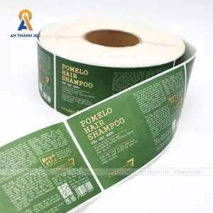 Embalagens etiquetas cosméticos produtos químicos adesivos pomelo cabelo shampoo etiqueta impermeável em relevo selo OEM/ODM manufactory do Viet N