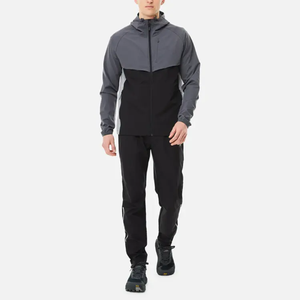 Veste de survêtement d'hiver pour homme avec logo personnalisé, coupe-vent, doublure en polaire, taille élastique, piping blanc, poches zippées - Product Image 5