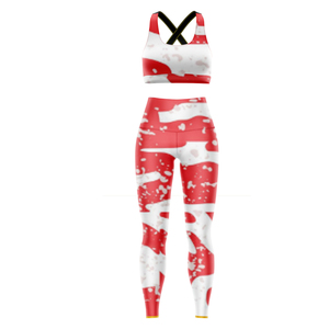 ชุดออกกำลังกายผู้หญิงไซส์ใหญ่ 2 ชิ้น คุณภาพสูง กางเกงโยคะแบบซับลิเมชั่น ยืดหยุ่น บราออกกำลังกาย ชุดกีฬา - Product Image 4