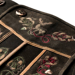 High Street Wear Newest Style <b>Leather</b> Embroidered <b>Shorts</b> Breathable Soft Fabric with Solid Pattern <b>Leather</b> Lederhosen - Product Image 5