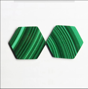 Natural Green Malachite 10mm Flat Hexagon Shape Cabochon Gemstone for Silver Jewelry Making Gemstone Pendent Birthstone Bracelet - Product Image 1