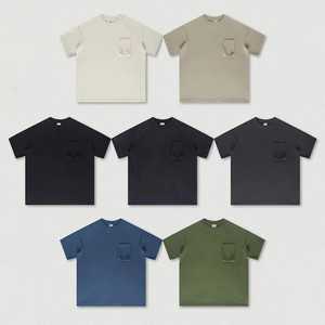 Personalizado 320 gramos peso 100% algodón hombro caído suelto Casual Color sólido logotipo personalizado en blanco camiseta de hombre - Product Image 1