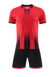 Camiseta de fútbol de calidad tailandesa personalizada al por mayor y conjuntos de ropa de fútbol populares de sublimación de poliéster 100% de color degradado corto - Product Image 4