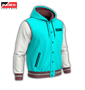 Chaqueta Bomber Vintage Varsity para hombre para baloncesto y béisbol con cuello levantado y posición frontal del logotipo - Product Image 6