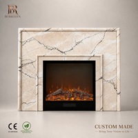 Manteau de cheminée en marbre sculpté à la main sur mesure avec motifs décoratifs pour villa de luxe – Solution de sculpture tout-en-un