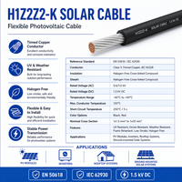 Câble solaire DC HUAQI 1,5 KV en cuivre étamé isolé XLPE 4 mm 6 mm 10 mm, câbles photovoltaïques pour panneaux solaires