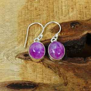 Boucles d'oreilles en argent sterling avec pierre de lune arc-en-ciel rose faite à la main, bijoux en pierres précieuses naturelles, cadeau pour femmes - Product Image 1