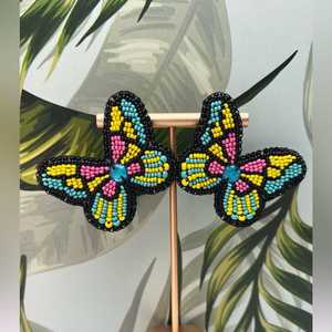 Pendientes de oro empanado de estilo europeo y americano de diseño rojo blanco, pendientes de cuentas occidentales al por mayor, conjunto bohemio - Product Image 3