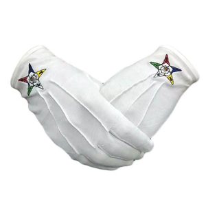Gants à main maçonniques en coton brodé avec logo personnalisé unisexe extensible symbole de l'étoile de l'Est doux et respirant pour les services de l'église - Product Image 2