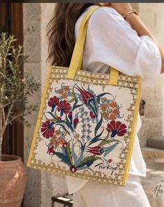 DAFNI <b>BIG</b> PAZAR Vintage Eye Pattern Solid Canvas Shoulder Tote <b>Bag</b> Zipper Closure Embroidery Cotton Lining All Seasons <b>Bag</b> - Product Image 4