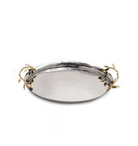 Plateau de service à thé de grande taille de qualité exclusive design unique en acier inoxydable avec poignées plateau de service pour plateau de décoration intérieure - Product Image 2