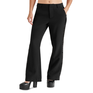 Steve Madden Waverly Kick <b>Flare</b> Pants Black <b>Sequin</b> Stripe with Straight Silhouette and Natural Waistline - Product Image 4